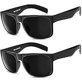 WISTON XL Big Wide Head Mens Dark Black Sunglasses for Men Extra Large Square Sun Glasses 149mm W8004