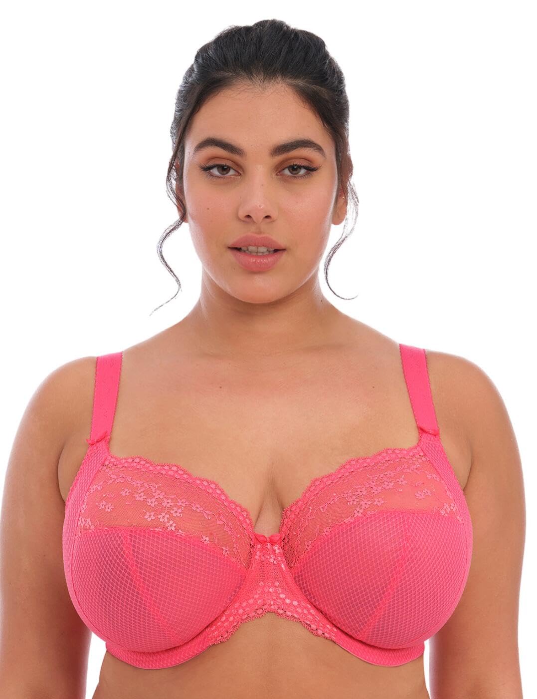 Elomi Women’s Plus Size Charley Stretch Lace Underwire Plunge Bra, Honeysuckle, 40E