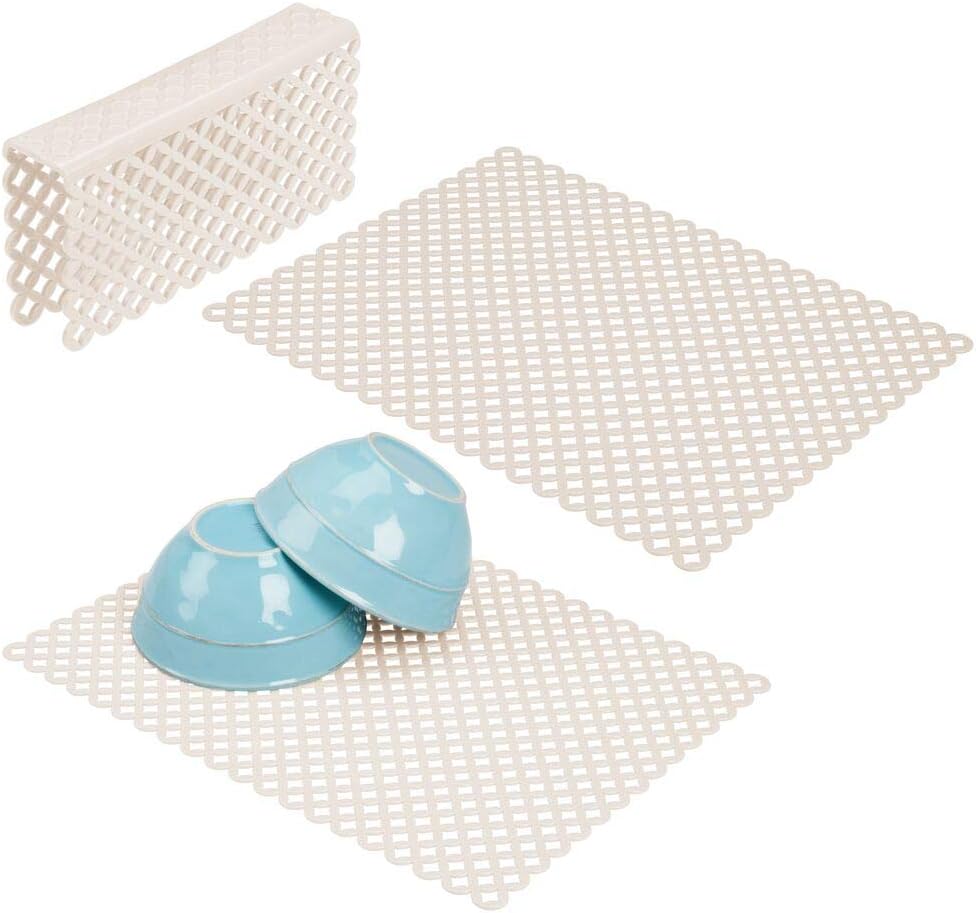 mDesign 3Piece Set Large Plastic Sink Insert Large Drip Mat for