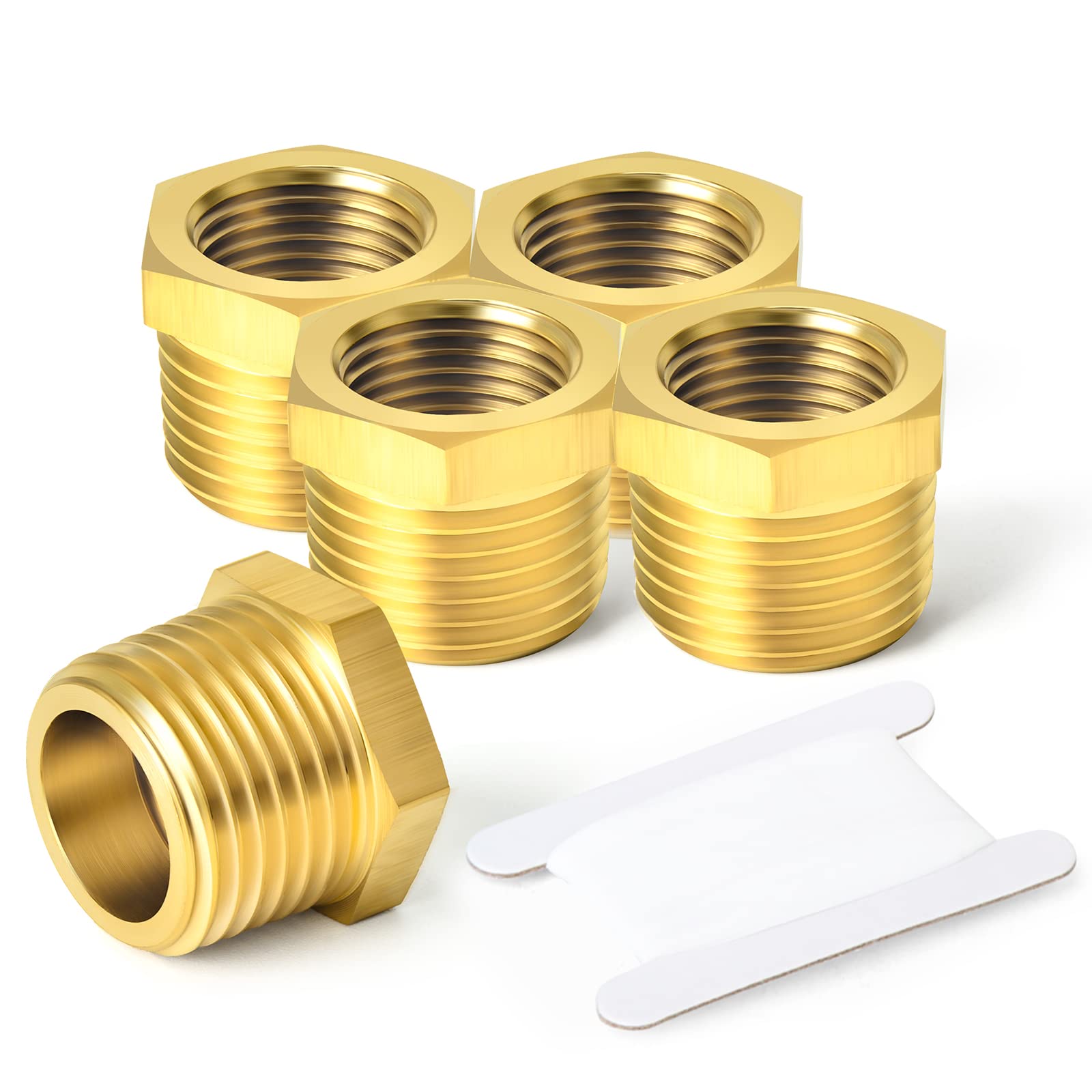 TAISHER 2PCS Brass Reducer Hex Bushing Threaded