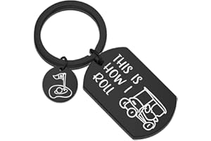MAOFAED Golfer Gift Golf Keychain This is How I Roll Keychain Gift for Golfer Golf Cart Keychain