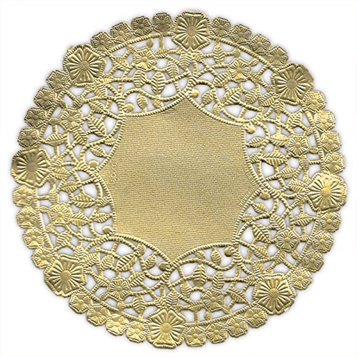 (Pack of 50) Black Cat Avenue 10 Inch Round Metallic Gold Foil Doilies