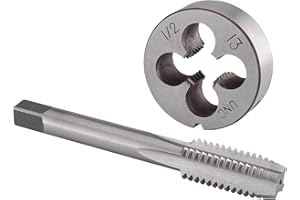 Burkit 1/2"-13 UNC Tap and Die Set, 1/2 x 13 UNC Machine Thread Tap and Round Die Right Hand