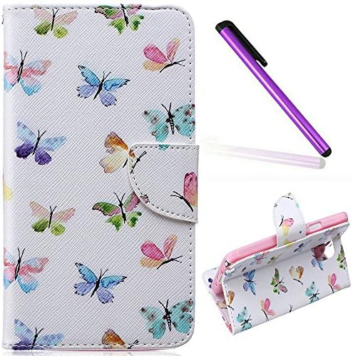GALAXY NOTE 4 Case, Samsung NOTE 4 Case, EMAXELER PU Leather Wallet Flip Protective Skin Case with Magnetic Closure for Samsung Galaxy NOTE 4 (Built-in Credit Card/ID Card Slot)--Many Butterflies