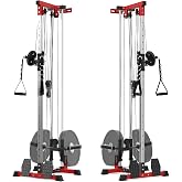LAT Pull Down Machines, 20-Position Wall Mount Cable Machine, LAT Pulldown &amp; Low Row Dual Station System with Accessories for Cable Crossover, Row, Chest Press &amp; Leg Exercises | Home Use
