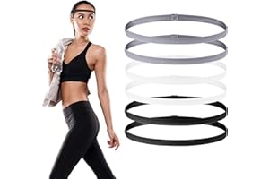 6 Pcs Sport Headbands,Non-Slip Elastic Thin Headbands with Silicone Lined Sweatband for Dance,Yoga,Running,Soccer,Jogging for