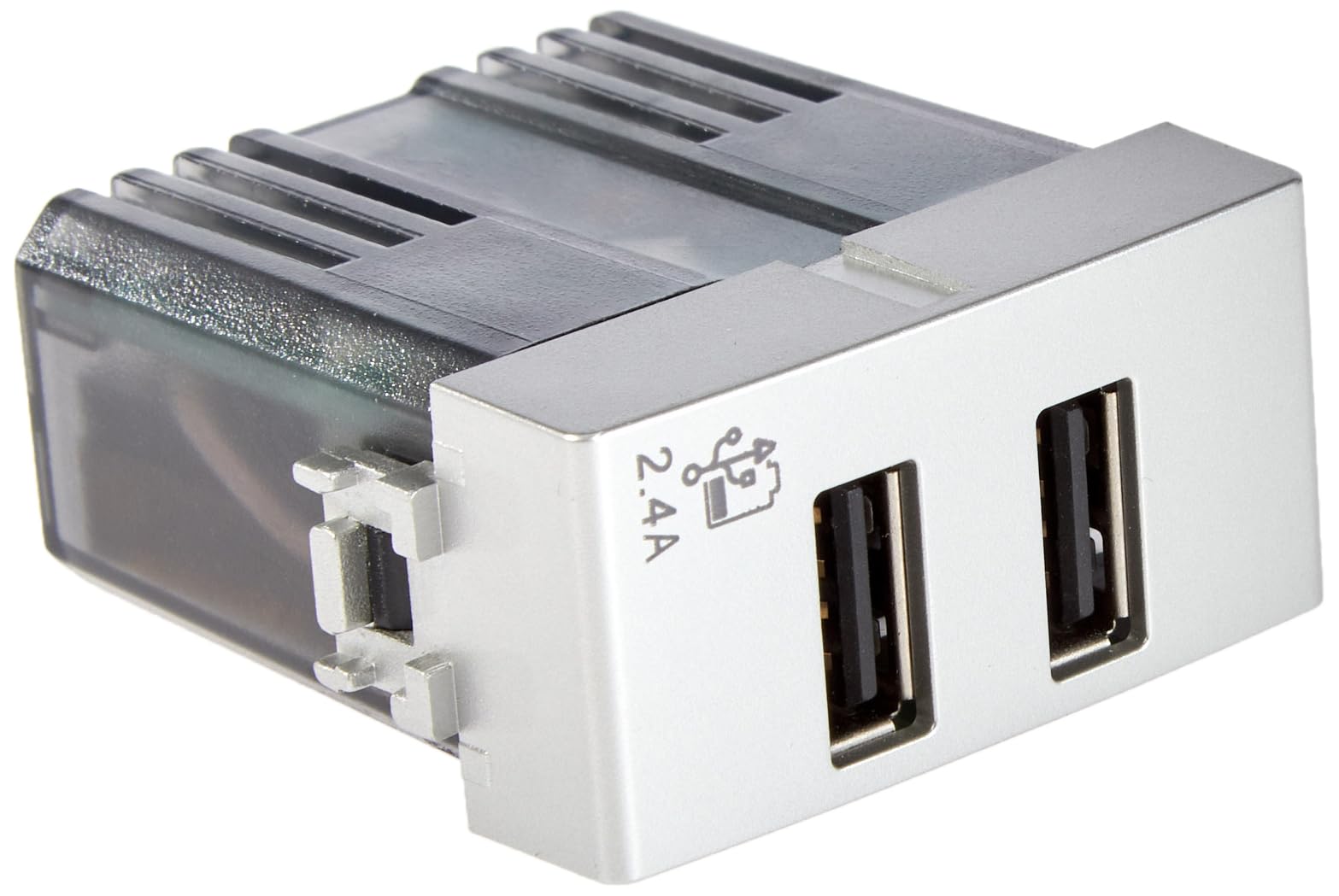 USB 2.4 A Plug to 2 Outputs on Single Module Compatible with Bticino LIVINGLIGHT TECH