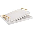 One Allium Way® Set Of 2 Modern Elegant Large Wood Serving Tray