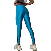 RETRODISKOTEKA Women Shiny Leggings – 80s/90s Vintage Style, Neon Green, Pink, Orange, Blue, Violet, Black– Rave & Disco Wear