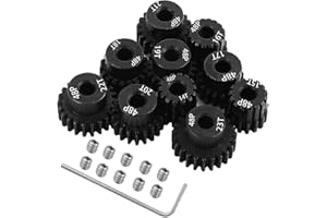 Pothyes 48P 3.175mm M0.53 Black Steel Metal Pinion Motor Gear 14T 15T 16T 17T 18T 19T 20T 21T 22T 23T for HPI Kyosho Losi Axial Tamiya 1/8 1/10 RC Car Monster Truck Buggy