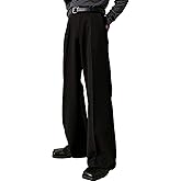 GORGLITTER Men's Flare Baggy Dress Pants Wide Leg Pleated Causal Slacks Office Business Suit Trousers with Pockets