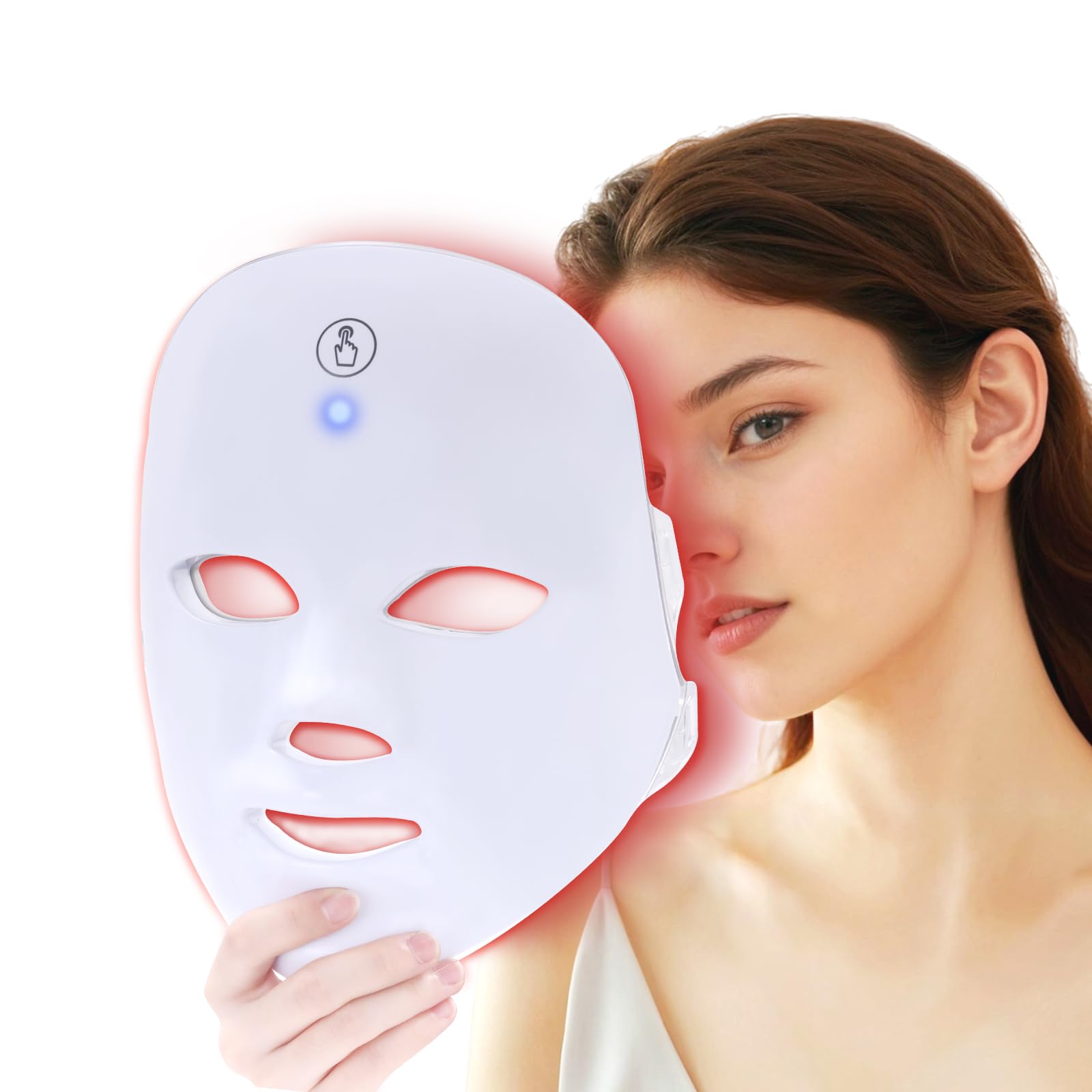 Photo 1 of Blue Light Therapy Mask for Face Acne, Red LED Light Therapy Device, 7-1 Colors LED Facial Skin Care Mask at Home, Built-in Rechargeable Battery,Portable,Cordless