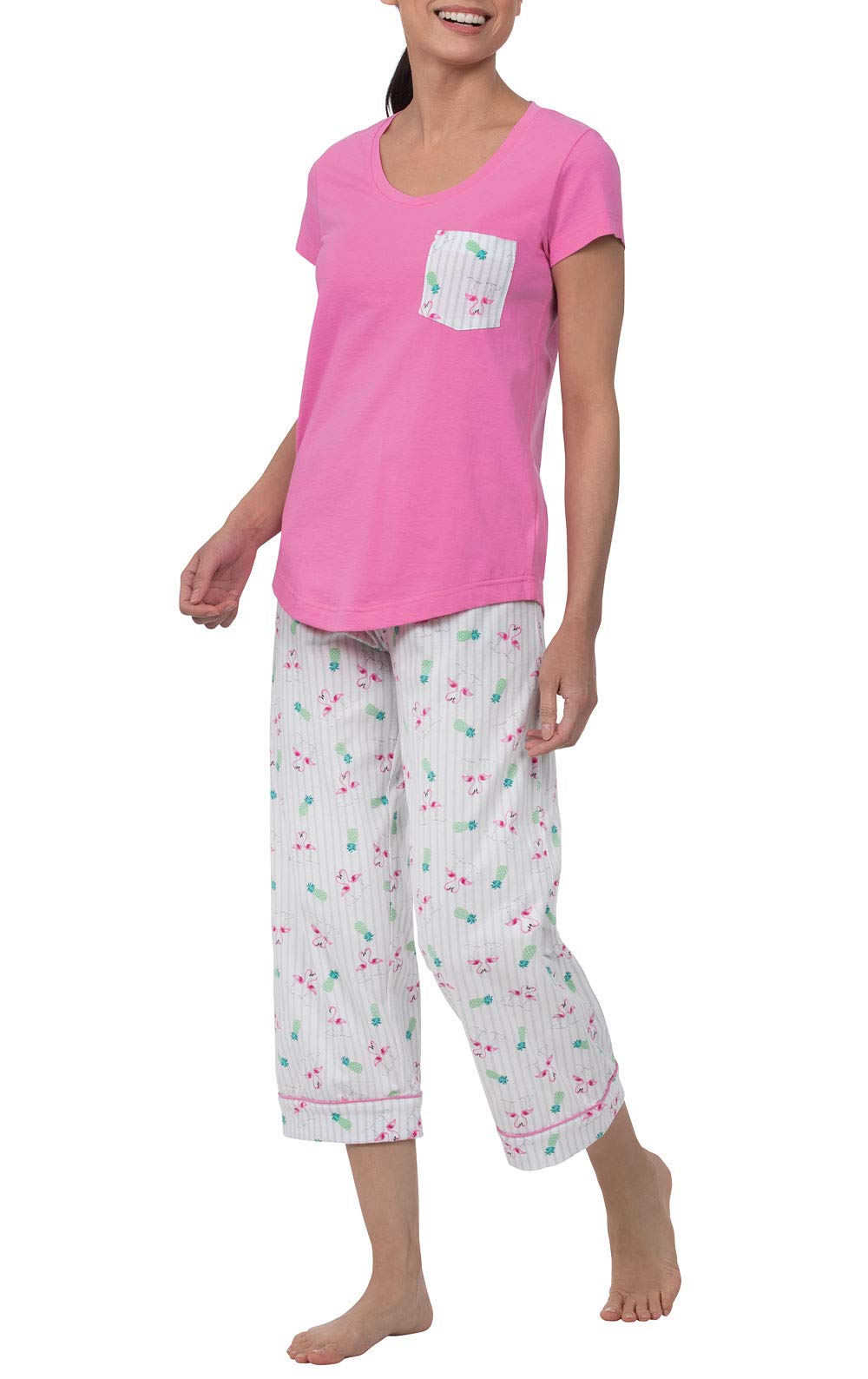 PajamaGram Capri Pajamas for Women - Pajama Set for Women, Pink, M, 8-10 Image