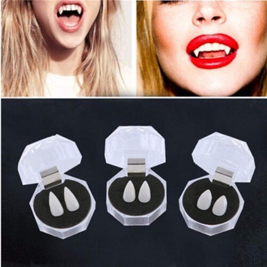 TissueDeep 3 Pairs Vampire Fangs Teeth - Dentures Fake Braces Cosplay Props Halloween Costume Accessory Props Party Favors (3pcs Halloween Teeth)