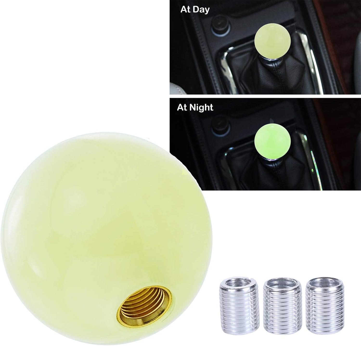 Pursuestar White Round Cue Luminous Ball Shift Knob Car Gear Shifter