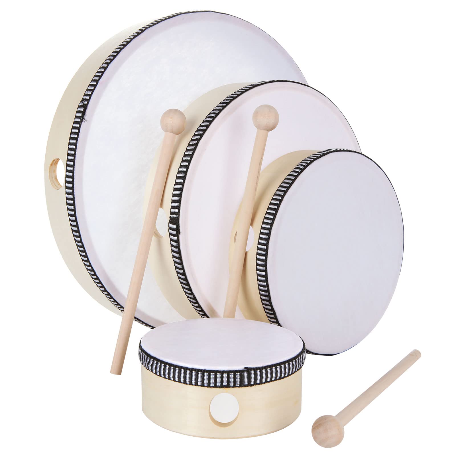Photo 1 of 10 Inch 8 Inch 6 Inch 4 Inch Hand Drum Percussion Musical Instrument Wood Frame Drum with Drum Stick