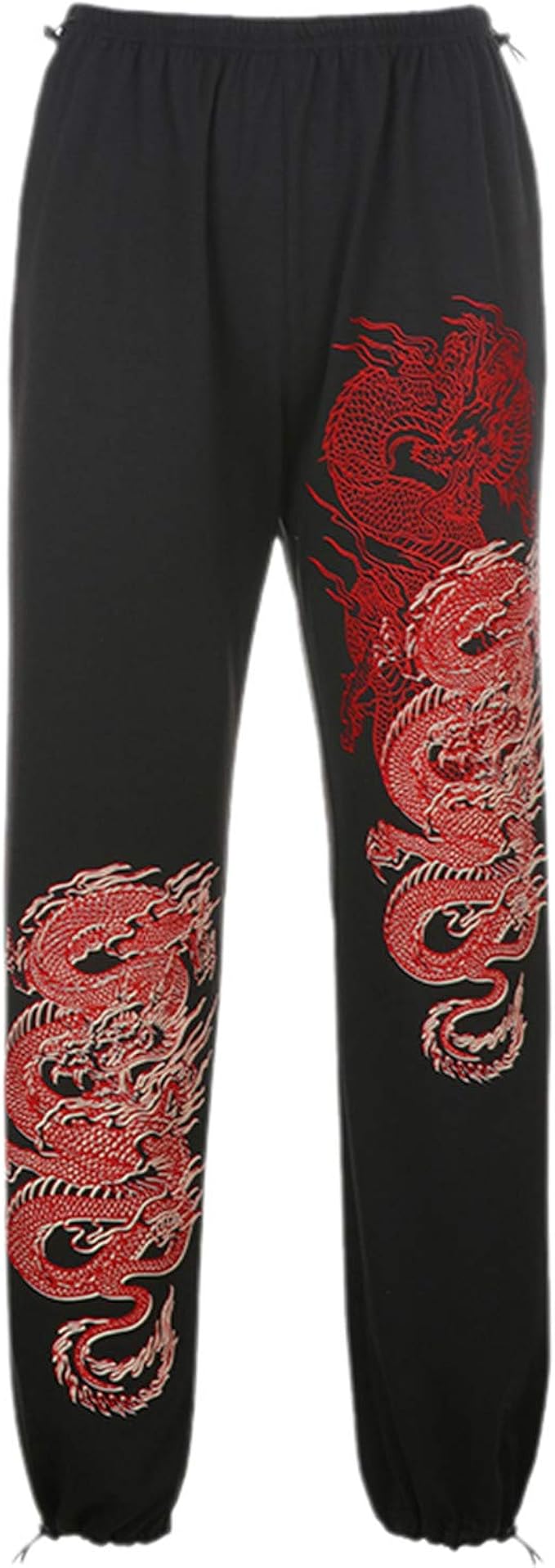 KHUGIU Streetwear Dragon Print Loose Sweatpants Women Pants Chinese
