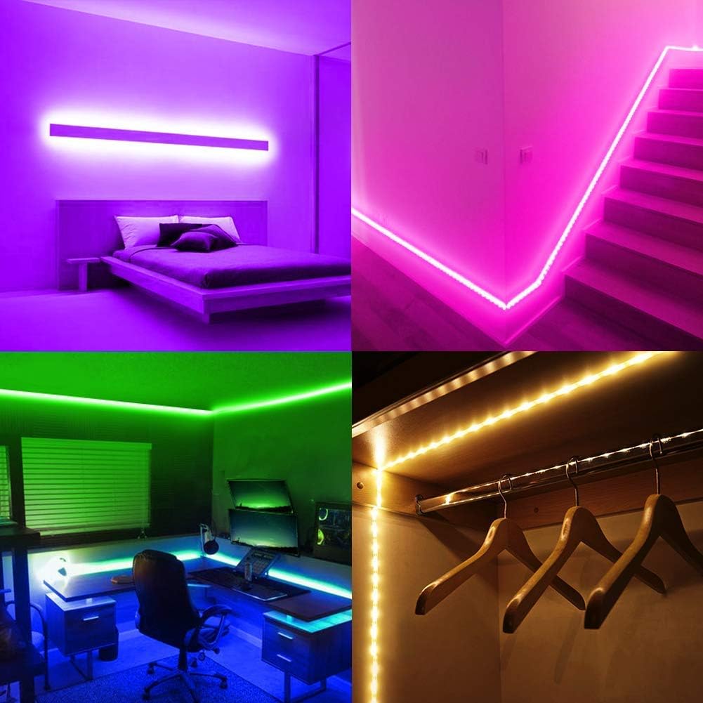 Daybetter Led Strip Lights 16.4ft 5m Flexible Color Changing RGB Led Light Strip 5050 150leds LED Tape Lights Kit with 44 Keys IR Remote Controller and 12V Power Supply: Home Improvement