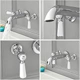 Milano Elizabeth Wall Mounted Bath Filler Tap Lever Handle Chrome White 3 Tap view 3