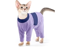 QBLEEV Cat Clothes, Soft Cat Sweaters for Cats Only, Kitten Surgery Recovery Suit Onesie Pajamas, Four Legs Cats Shirts Appar