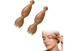 ZKMGYZB 2Pcs Facial Massage Tool for Eye Massage Reduce Puffiness and Dark Circles Facial Meridian Brush Sandalwood Handle Co