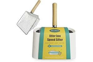 MecoMeow Cat Litter Scoop with Holder-Speed Sifter Litter Box Scooper Captures All Clumps - Kitty Metal Scooper, Kitty Litter