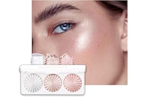 AMY'S DIARY Pearl White Ice Silver Champagne Gold Rose Pink Shimmer Glitter Highlighter Highlight Makeup Contour Powder,Glitter Face Illuminator Highlighter, Illuminator Make Up (Lunar Glow Trio)
