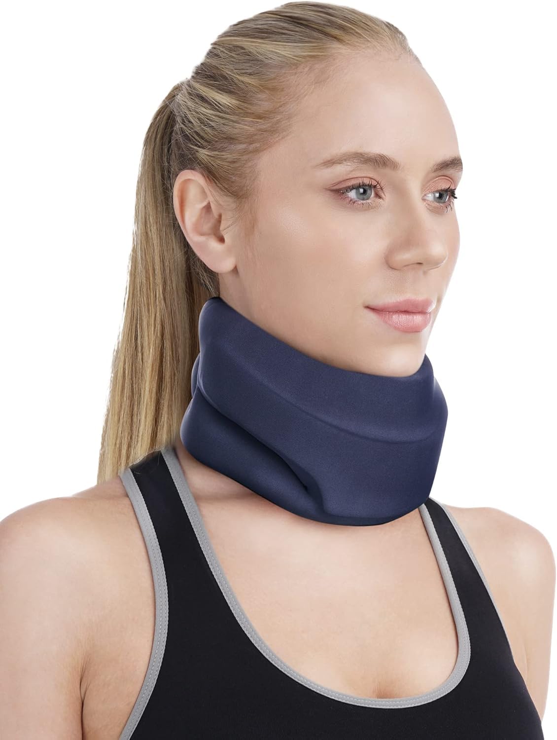 Photo 1 of BLABOK Neck Brace for Sleeping - Cervical Collar Relief Neck Pain and Neck Support Soft Foam Wraps Keep Vertebrae Stable for Relief of Cervical Spine Pressure for Women & Men Blue Medium Size