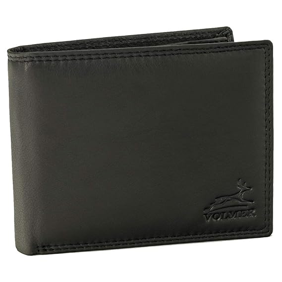 Schlanke Echtleder-Geldbörse besonders bequem einfach und extra stabil #Easycomfort, Schwarz, Triffold