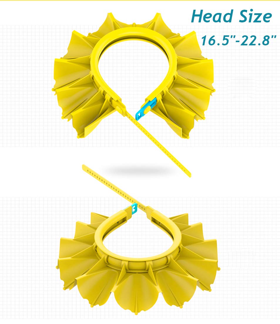 Baby Shower Cap Silicone Bathing Hat, Adjustable Shower Cap Kids, Infants Soft Protection Hat Safety Visor Cap Hat for Toddler Children 1-12 Years old/16.5-22.8 Inches