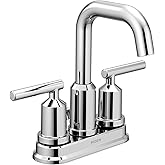 Moen Gibson Chrome Two-Handle Centerset High Arc Modern Bathroom Faucet with Drain Assembly, 6150