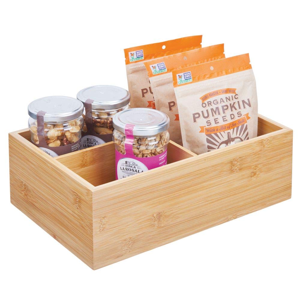 MDesign Bamboo Wood Kitchen Storage Bin Organizer For Food Container