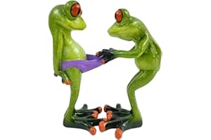 VVGIFTS Frog Figurines Decor Funny Cute Craft Resin Frog Sculpture Statue for Home Office Desk Tabletop Bathroom Decoration, Ornament Gift (Frog Pulling Pants)