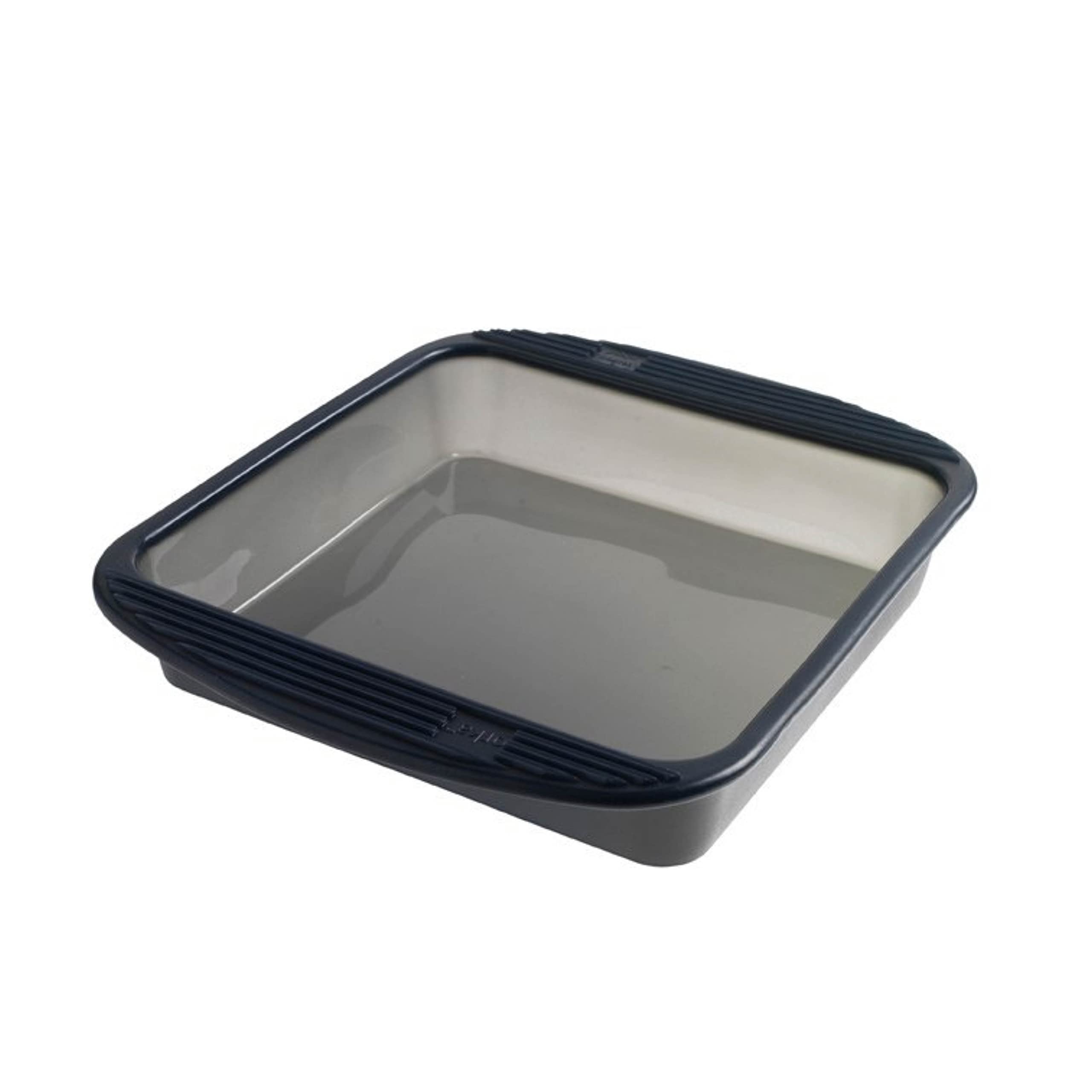 Mastrad Square Cake Baking Pan, Roasting Pan Dish - Silicone, Non-Stick, Dishwasher Safe, 9x9 inch, Grey - F40214