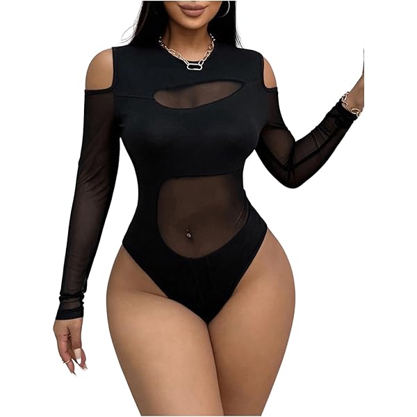Amazon.com: Milumia Women's Sexy Cut Out Sheer Mesh Long Sleeve