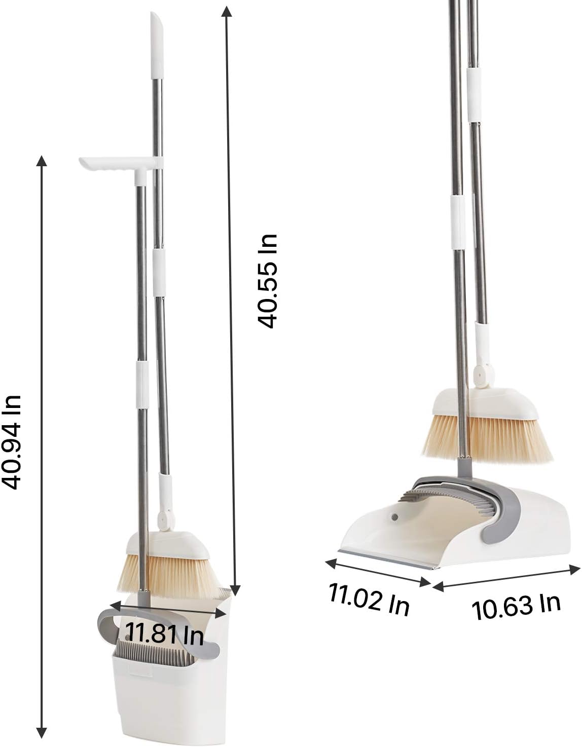 Magnetic Broom and Dustpan Set Standing with Adjustable Long Handle and Rotating Head for Home Kitchen Lobby Office Floor Cleaning: Kitchen & Dining