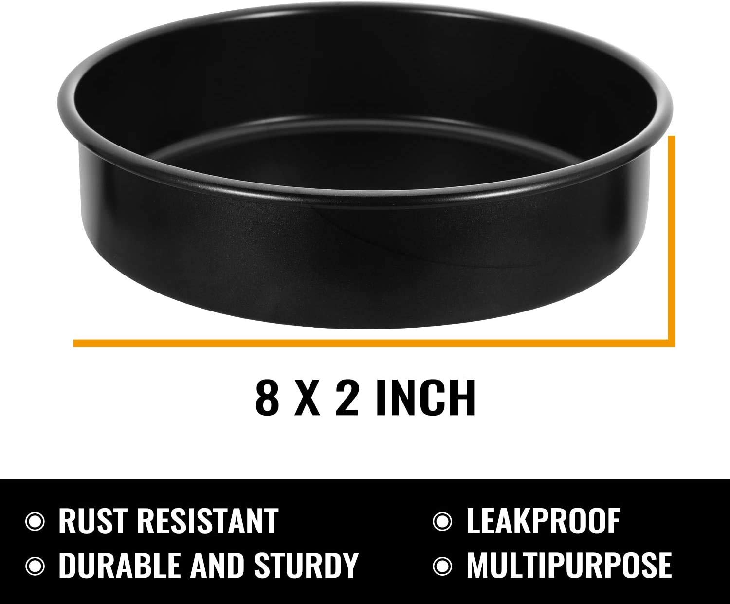 HIWARE 8Inch Round Cake Pan Set with 60 Pieces Parchment Paper Rounds