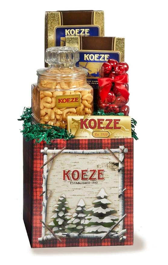 Snowy Pines Box Colossal Cashews. Koeze's Gourmet Gift