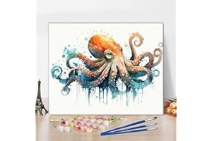 TUMOVO Paint by Numbers for Adults Octopus Paint by Numbers, Colorful Marine Animal Painting, DIY Acrylic Painting Kits for Adults, Animal Paint by Numbers for Home Wall Decor, 16x20 Inch