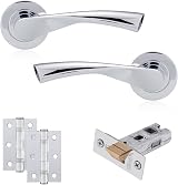 XFORT Polished Chrome Warped Lever On Rose Latch Pack with Ball Bearing Hinges view 8