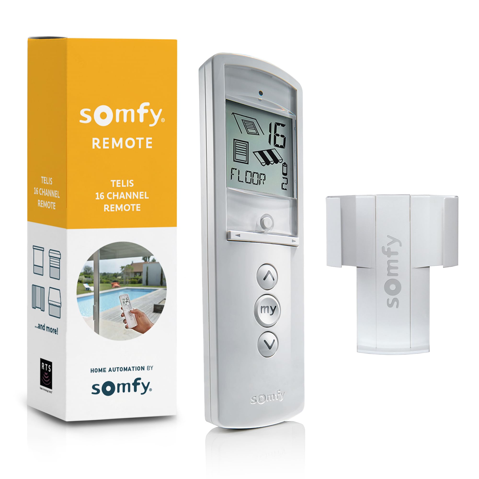 Photo 1 of Somfy Telis 16 RTS White Remote - Advanced Multi-Channel Handheld Device for Controlling Blinds, Screens, Awnings & More - Pure Tone with On-Screen Display, Part # 1811081