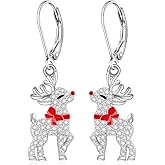 Chiristmas Reindeer Earrings for Women Dangle Reindeer Earrings Sterling Silver Animal Jewelry Xmas Gifts
