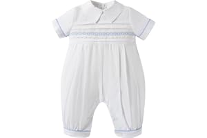 Booulfi Baptism Christening Outfits for Boys Easter White Romper Baby Romper Church Newborn Clothes
