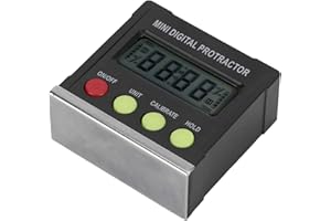 360 Degree Digital Protractor, Mini Inclinometer with Magnetic Base, LCD Display for Angle Measurement, ABS Stainless Steel C