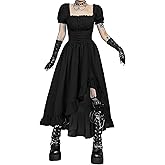 TSMNZMU Women Renaissance Maxi Dress Gothic Cottagecore Corset Dresses Square Neck Short Sleeve Fariy Medieval Long Dress