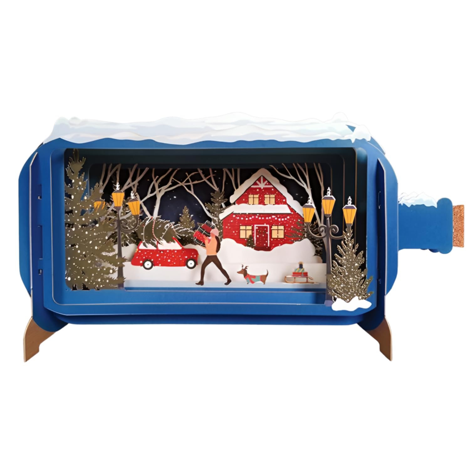 Message In A Bottle Festive Sausage Dog Pop Up Christmas Card By Alljoy Cards XMIB085