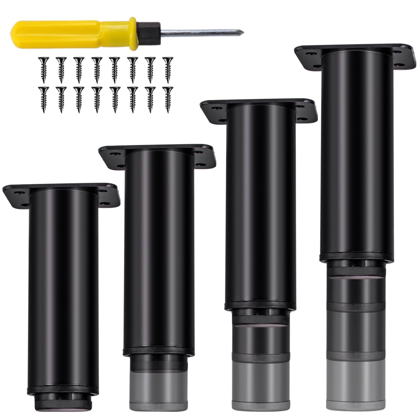 Jiaxitek 10-18 cm Metal Adjustable Furniture Legs,4Pcs Adjustable Height Heavy Duty Bed Center Frame Support Leg,Legs for Kitchen Cabinet/Dresser/TV Stand/Sofa/Chair/Bed/Coffee Table