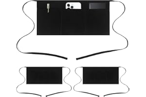 Jubatus 3 Pack 100% Cotton Server Apron with 3 Pockets for Women Men Waist Waitress Half Waiter Serving Short Aprons, Black 23.62 x 11.81 inches