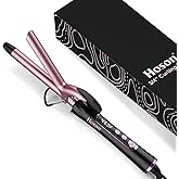 3/4 Inch Curling Iron for Short Hair, Dual Voltage Hair Curling Iron Ceramic, Professiona Curling Wand Tourmaline(Rose Gold)