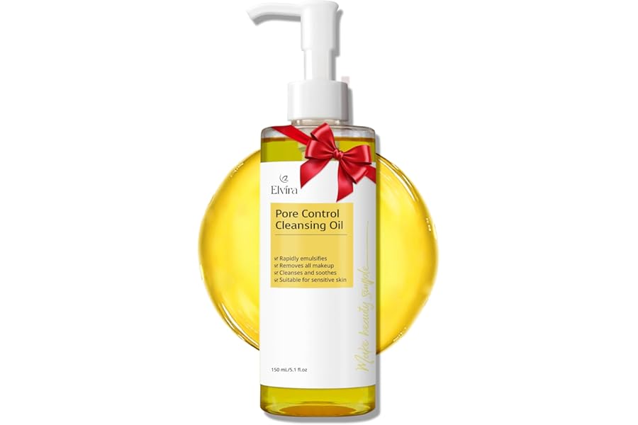 Elvira Pure Cleansing Oil, Makeup Remover & Blackheads Pore Cleanser, Jojoba Oil Cleanser for Face, Korean Skin Care, Plant-based, for Sensitive Skin, Hydrating, Fragrance-Free